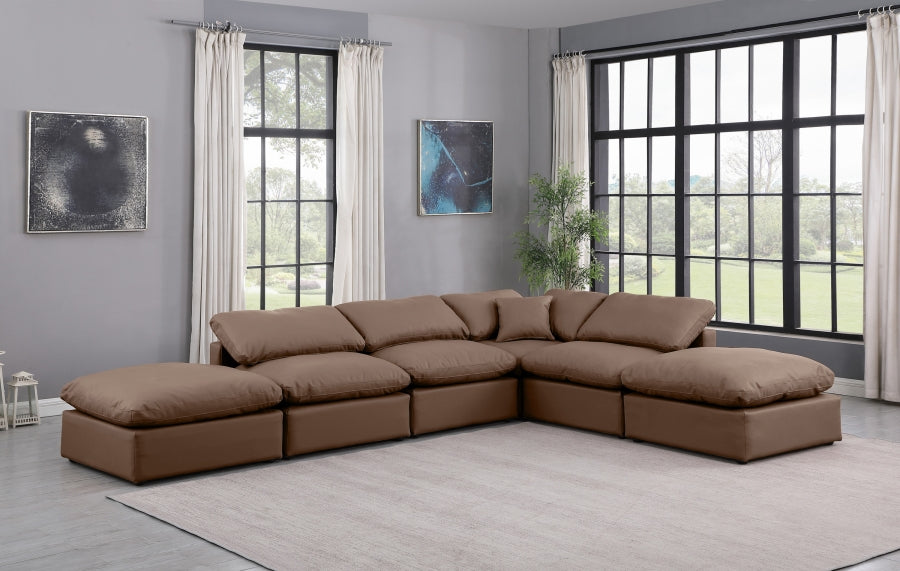 Indulge Faux Leather Sectional Brown from Meridian - Luna Furniture