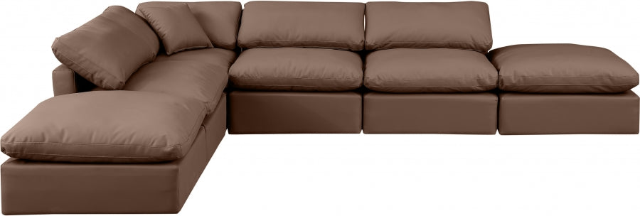 Indulge Faux Leather Sectional Brown from Meridian - Luna Furniture