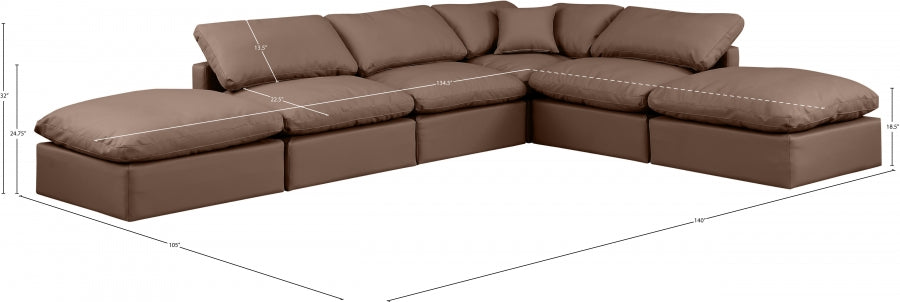 Indulge Faux Leather Sectional Brown from Meridian - Luna Furniture