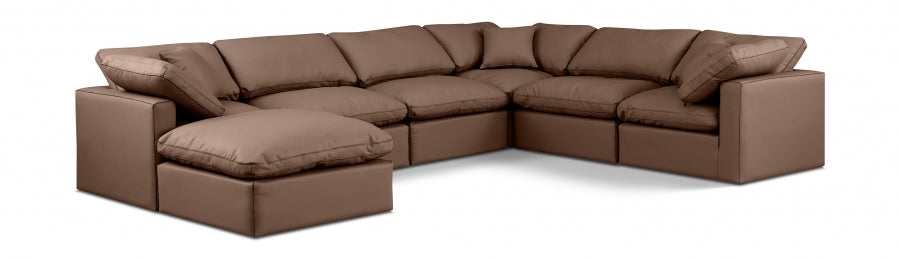 Indulge Faux Leather Sectional Brown from Meridian - Luna Furniture