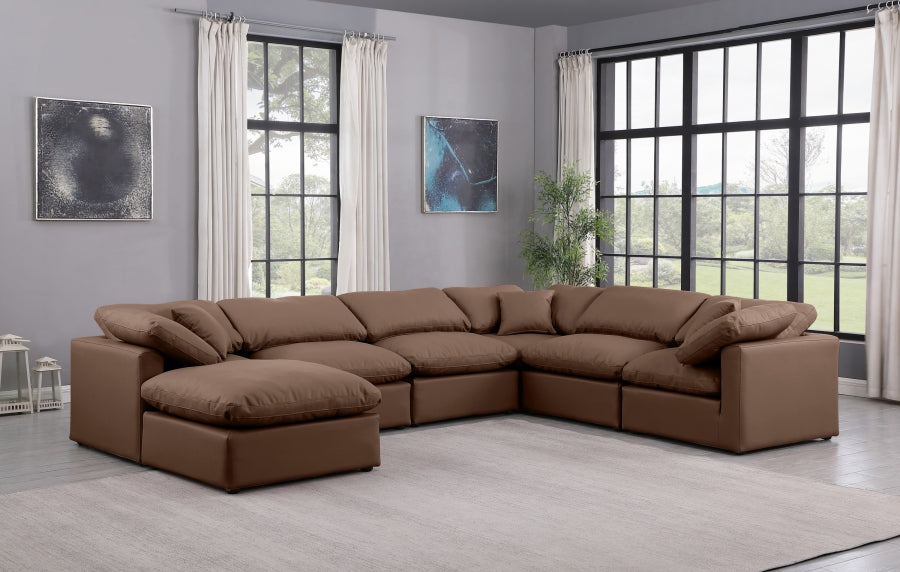 Indulge Faux Leather Sectional Brown from Meridian - Luna Furniture