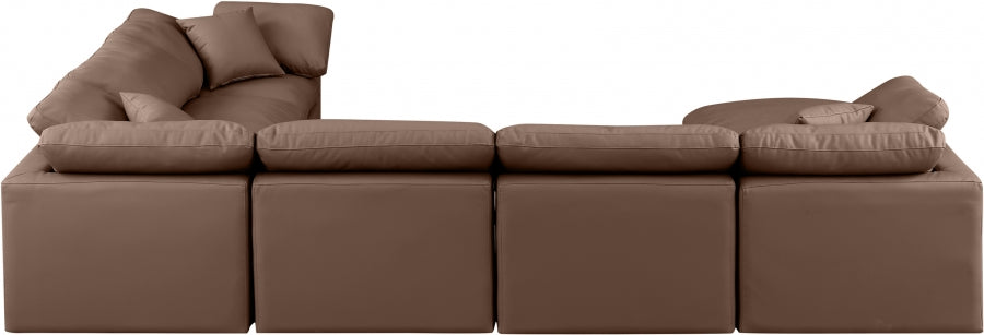 Indulge Faux Leather Sectional Brown from Meridian - Luna Furniture