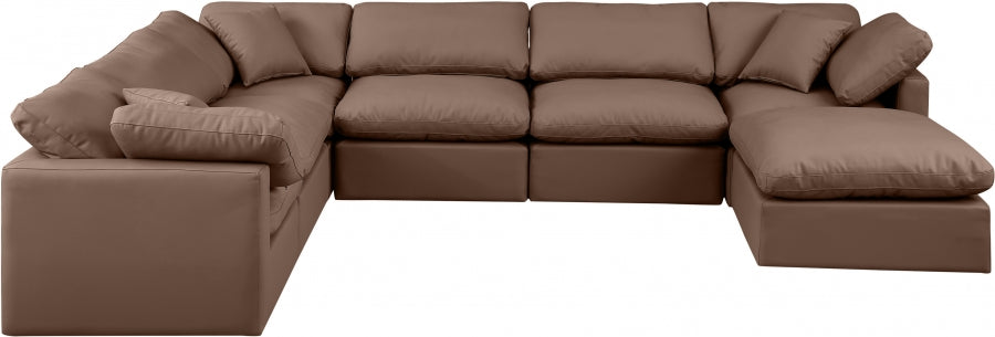 Indulge Faux Leather Sectional Brown from Meridian - Luna Furniture