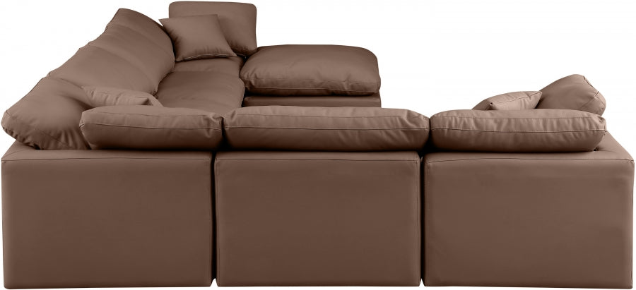 Indulge Faux Leather Sectional Brown from Meridian - Luna Furniture