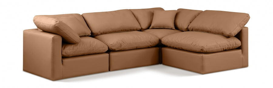 Indulge Faux Leather Sectional Cognac from Meridian - Luna Furniture