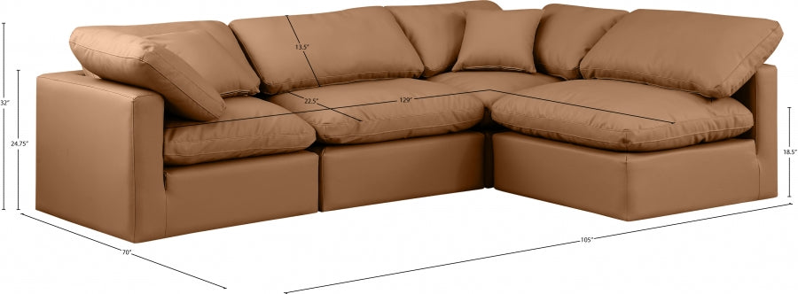 Indulge Faux Leather Sectional Cognac from Meridian - Luna Furniture