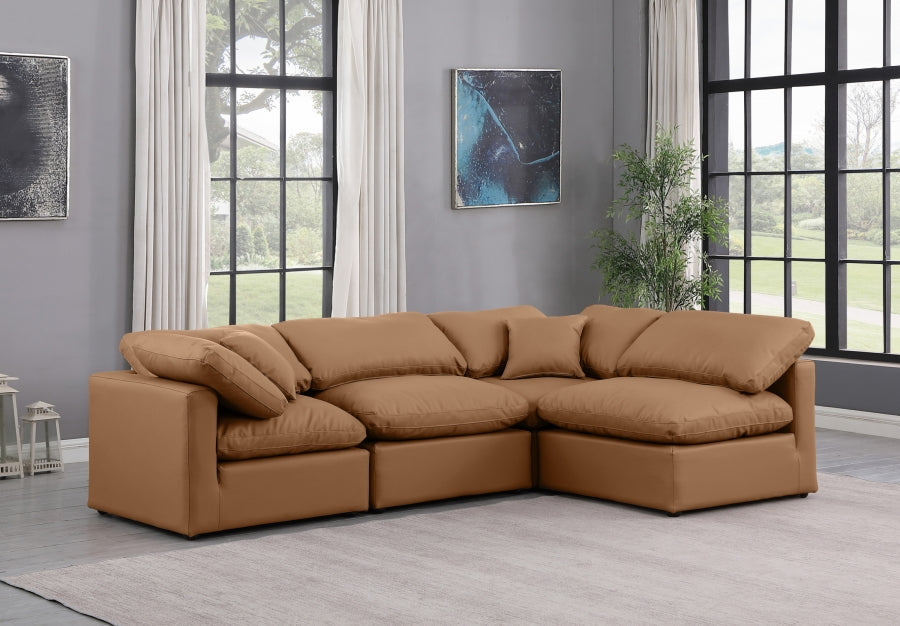 Indulge Faux Leather Sectional Cognac from Meridian - Luna Furniture