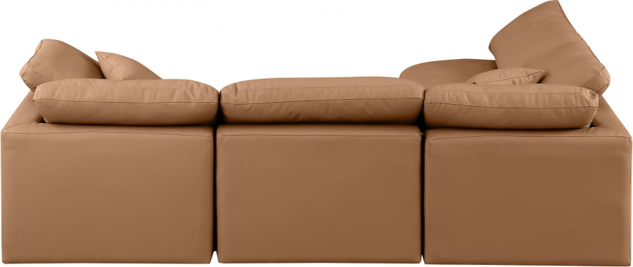 Indulge Faux Leather Sectional Cognac from Meridian - Luna Furniture