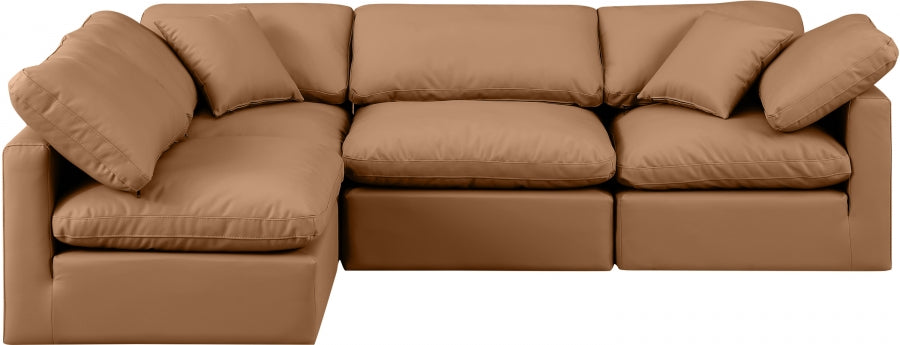 Indulge Faux Leather Sectional Cognac from Meridian - Luna Furniture