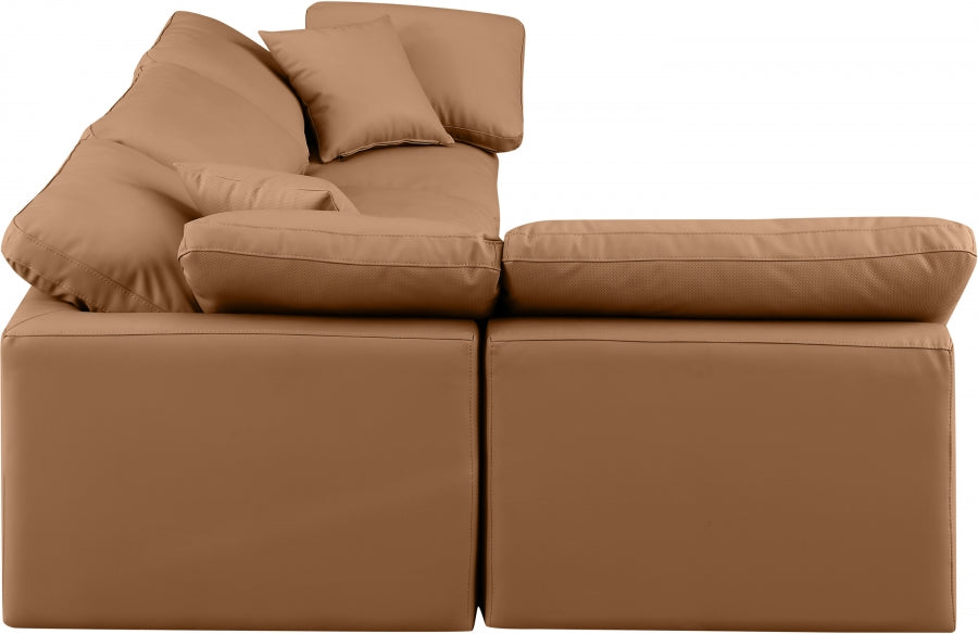 Indulge Faux Leather Sectional Cognac from Meridian - Luna Furniture