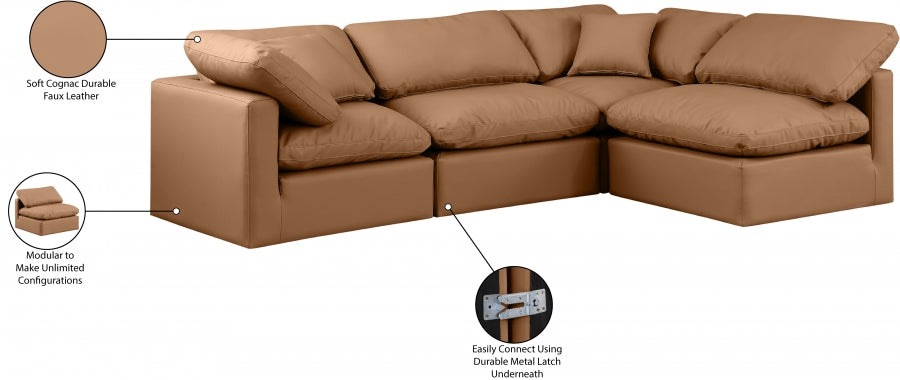 Indulge Faux Leather Sectional Cognac from Meridian - Luna Furniture