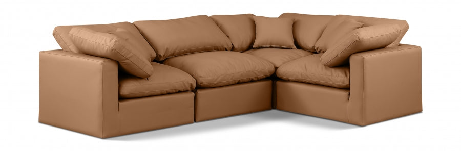 Indulge Faux Leather Sectional Cognac from Meridian - Luna Furniture