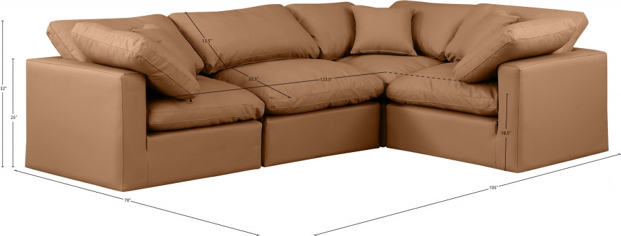 Indulge Faux Leather Sectional Cognac from Meridian - Luna Furniture