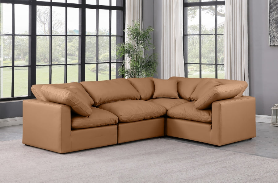 Indulge Faux Leather Sectional Cognac from Meridian - Luna Furniture