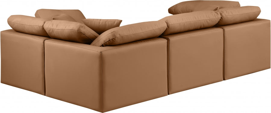 Indulge Faux Leather Sectional Cognac from Meridian - Luna Furniture