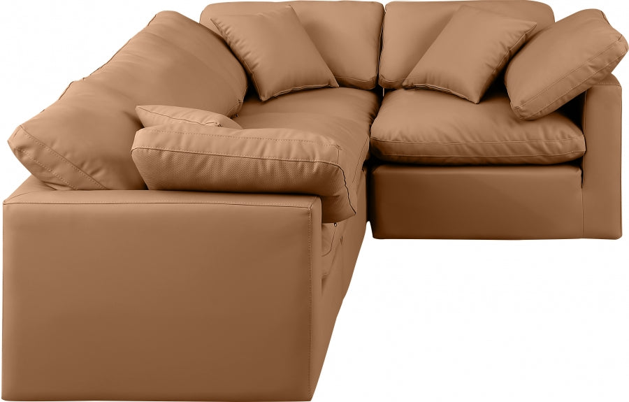 Indulge Faux Leather Sectional Cognac from Meridian - Luna Furniture