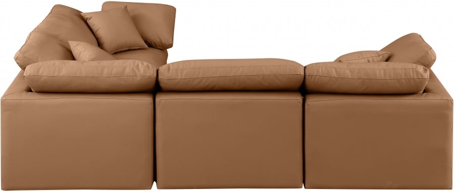 Indulge Faux Leather Sectional Cognac from Meridian - Luna Furniture