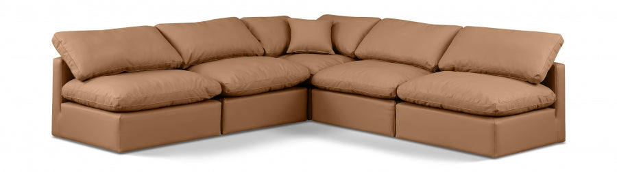 Indulge Faux Leather Sectional Cognac from Meridian - Luna Furniture