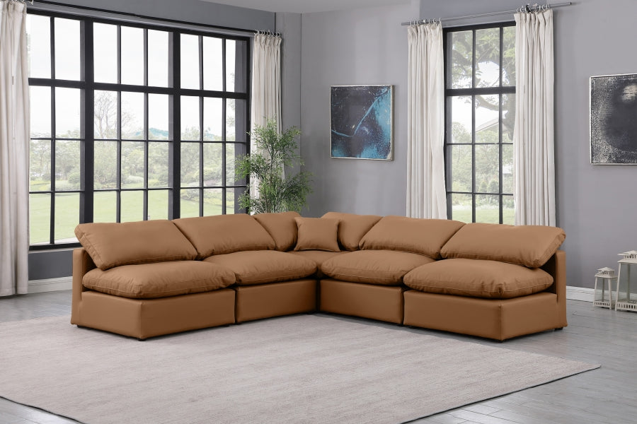 Indulge Faux Leather Sectional Cognac from Meridian - Luna Furniture