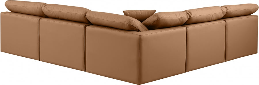 Indulge Faux Leather Sectional Cognac from Meridian - Luna Furniture