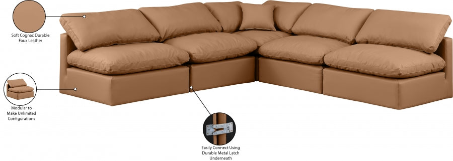 Indulge Faux Leather Sectional Cognac from Meridian - Luna Furniture