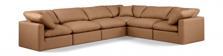 Indulge Faux Leather Sectional Cognac from Meridian - Luna Furniture