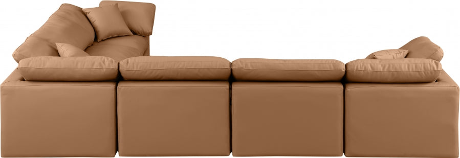 Indulge Faux Leather Sectional Cognac from Meridian - Luna Furniture