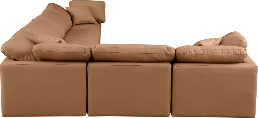 Indulge Faux Leather Sectional Cognac from Meridian - Luna Furniture