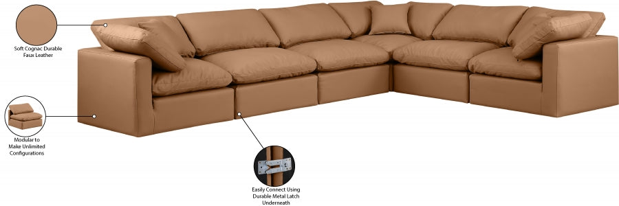 Indulge Faux Leather Sectional Cognac from Meridian - Luna Furniture