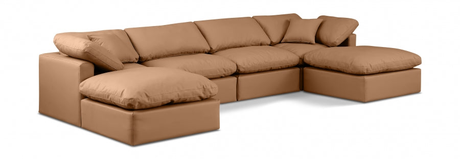 Indulge Faux Leather Sectional Cognac from Meridian - Luna Furniture