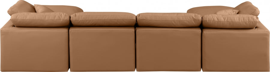 Indulge Faux Leather Sectional Cognac from Meridian - Luna Furniture