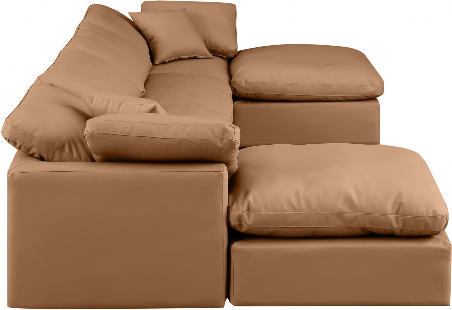 Indulge Faux Leather Sectional Cognac from Meridian - Luna Furniture