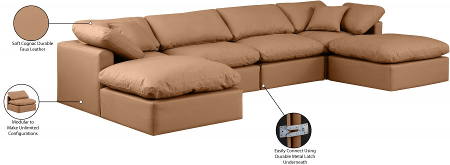 Indulge Faux Leather Sectional Cognac from Meridian - Luna Furniture