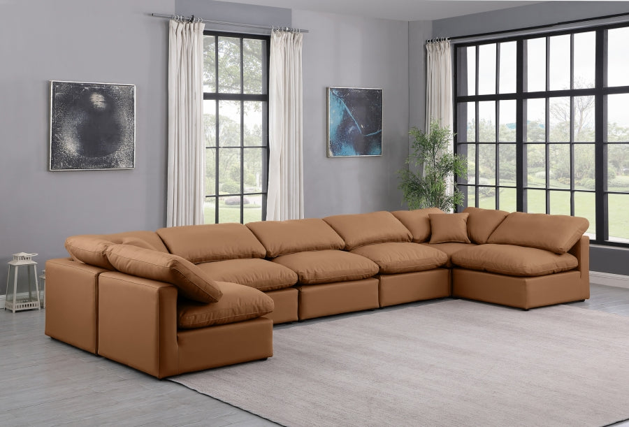 Indulge Faux Leather Sectional Cognac from Meridian - Luna Furniture