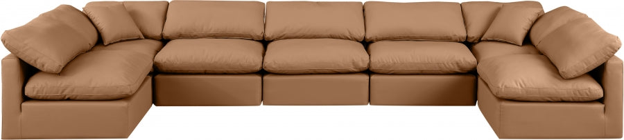 Indulge Faux Leather Sectional Cognac from Meridian - Luna Furniture