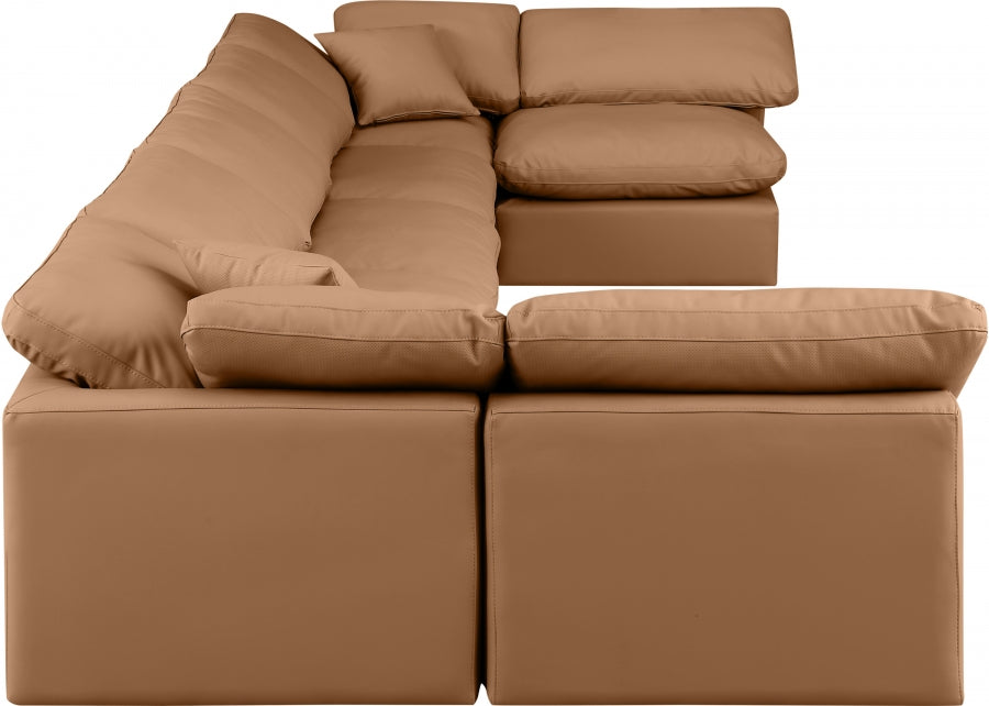 Indulge Faux Leather Sectional Cognac from Meridian - Luna Furniture