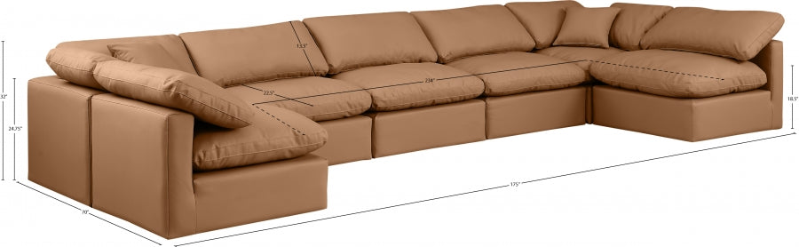 Indulge Faux Leather Sectional Cognac from Meridian - Luna Furniture