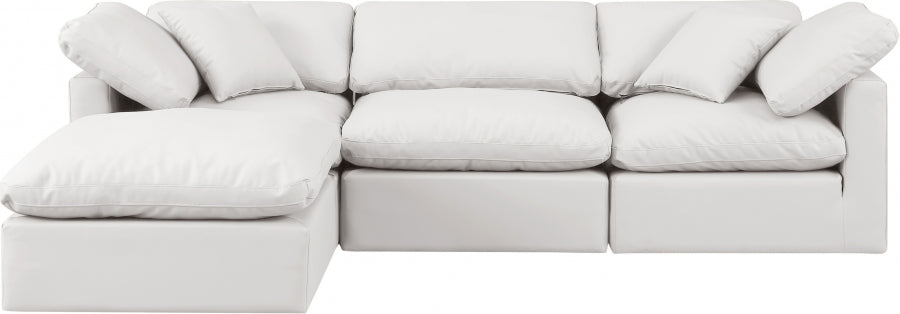 Indulge Faux Leather Sectional Cream from Meridian - Luna Furniture