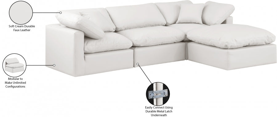 Indulge Faux Leather Sectional Cream from Meridian - Luna Furniture