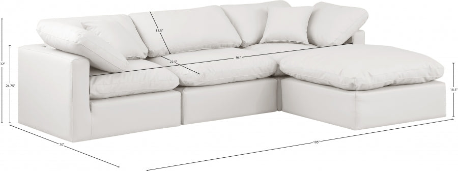 Indulge Faux Leather Sectional Cream from Meridian - Luna Furniture