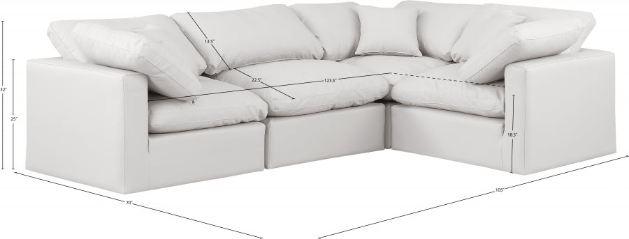 Indulge Faux Leather Sectional Cream from Meridian - Luna Furniture