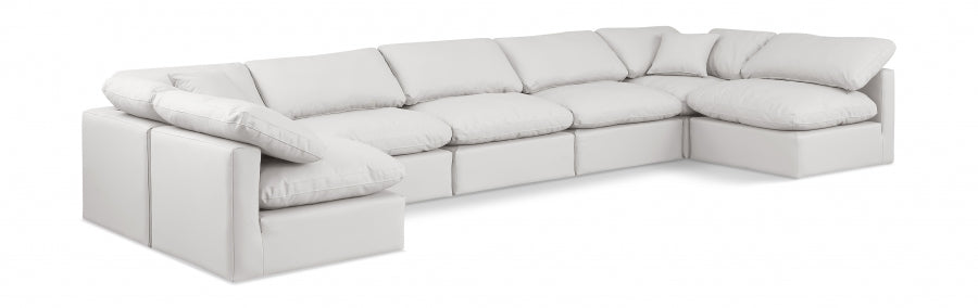 Indulge Faux Leather Sectional Cream from Meridian - Luna Furniture