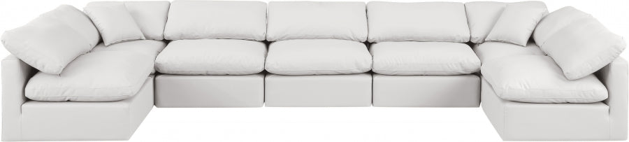 Indulge Faux Leather Sectional Cream from Meridian - Luna Furniture