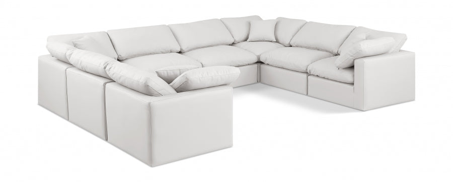 Indulge Faux Leather Sectional Cream from Meridian - Luna Furniture