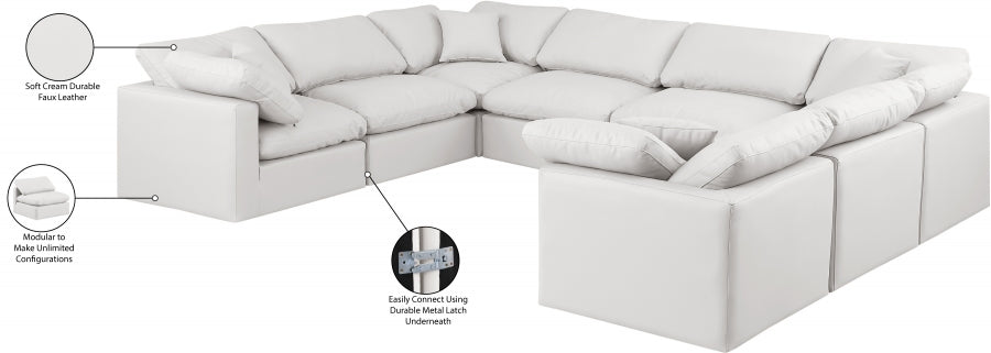 Indulge Faux Leather Sectional Cream from Meridian - Luna Furniture