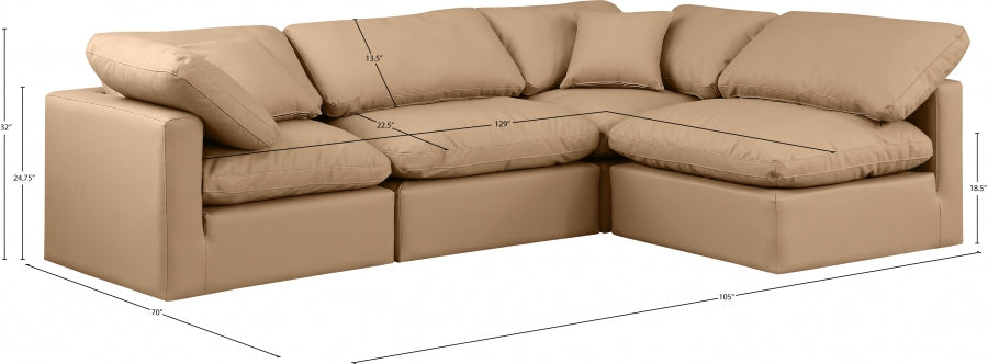 Indulge Faux Leather Sectional Natural from Meridian - Luna Furniture