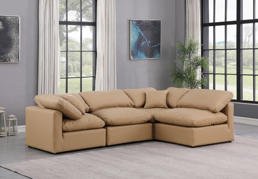 Indulge Faux Leather Sectional Natural from Meridian - Luna Furniture