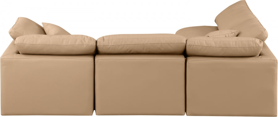 Indulge Faux Leather Sectional Natural from Meridian - Luna Furniture