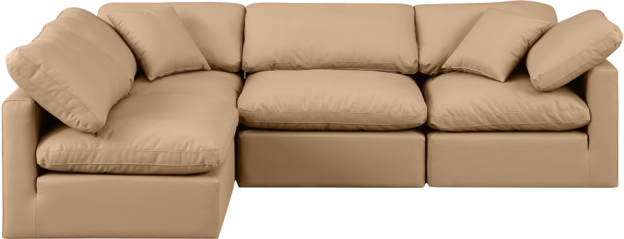 Indulge Faux Leather Sectional Natural from Meridian - Luna Furniture