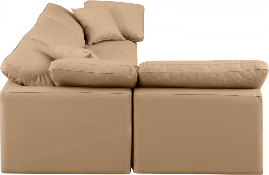 Indulge Faux Leather Sectional Natural from Meridian - Luna Furniture